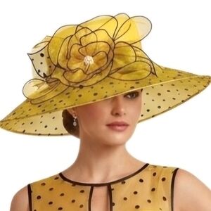 Beloved Millinery Beautiful Yellow Black Kentucky Derby Church Hat